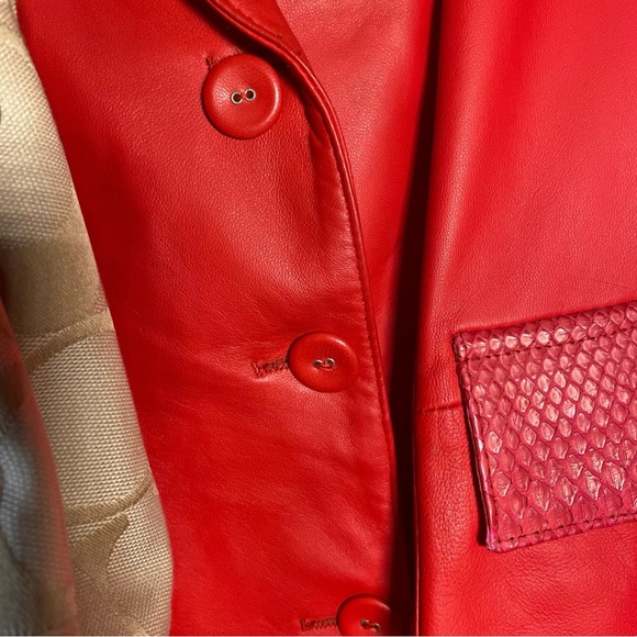 Moda in Pelle Vintage With Original Tags. Sz 42. Made In Italy.  Red Leather Jkt - Picture 10 of 15